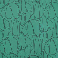 Klee is a stunning pure cotton with continuous, large scale, line drawings. Black on an emerald green background, available at Minerva's Bower