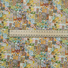 Load image into Gallery viewer, Flat lay of Liberty cotton tana lawn, archive patchwork C, part of the 150 Anniversary Collection. Available at Minerva&#39;s Bower. Ruler included for scale