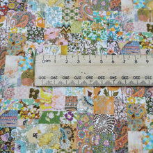 Load image into Gallery viewer, Flat lay of Liberty cotton tana lawn, archive patchwork C, part of the 150 Anniversary Collection. Available at Minerva&#39;s Bower. Ruler included for scale