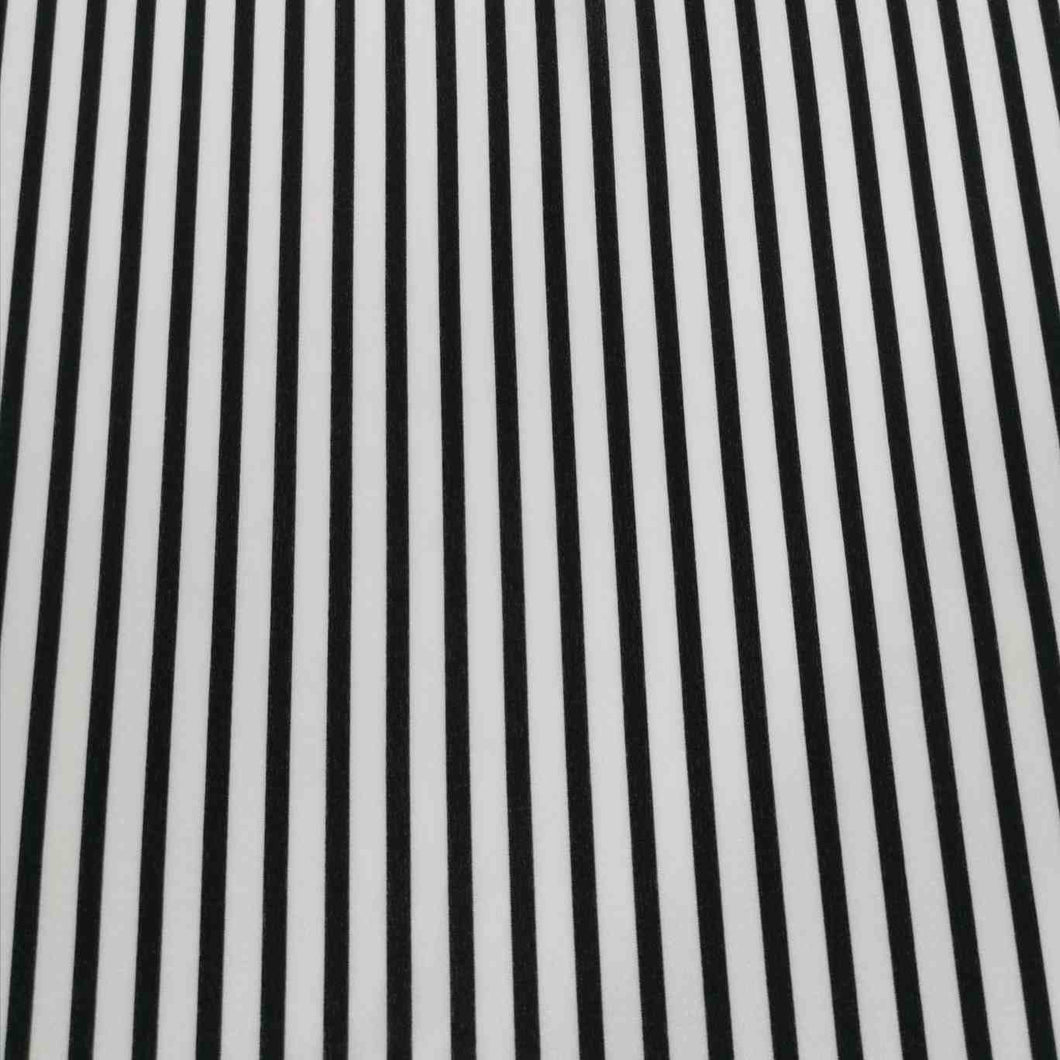 100% Silk Stripe, Black and White - 1/4 metre