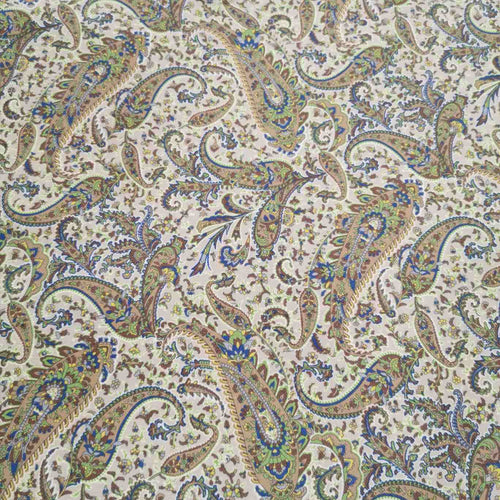 Kokka 100% Cotton Twill, Paisley, Green - 1/4 metre