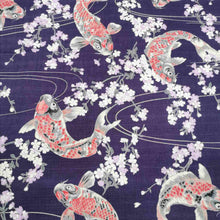 Load image into Gallery viewer, 100% Cotton Dobby, Koi on Purple - 1/4 metre
