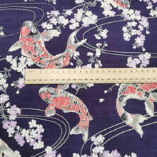 Load image into Gallery viewer, 100% Cotton Dobby, Koi on Purple - 1/4 metre