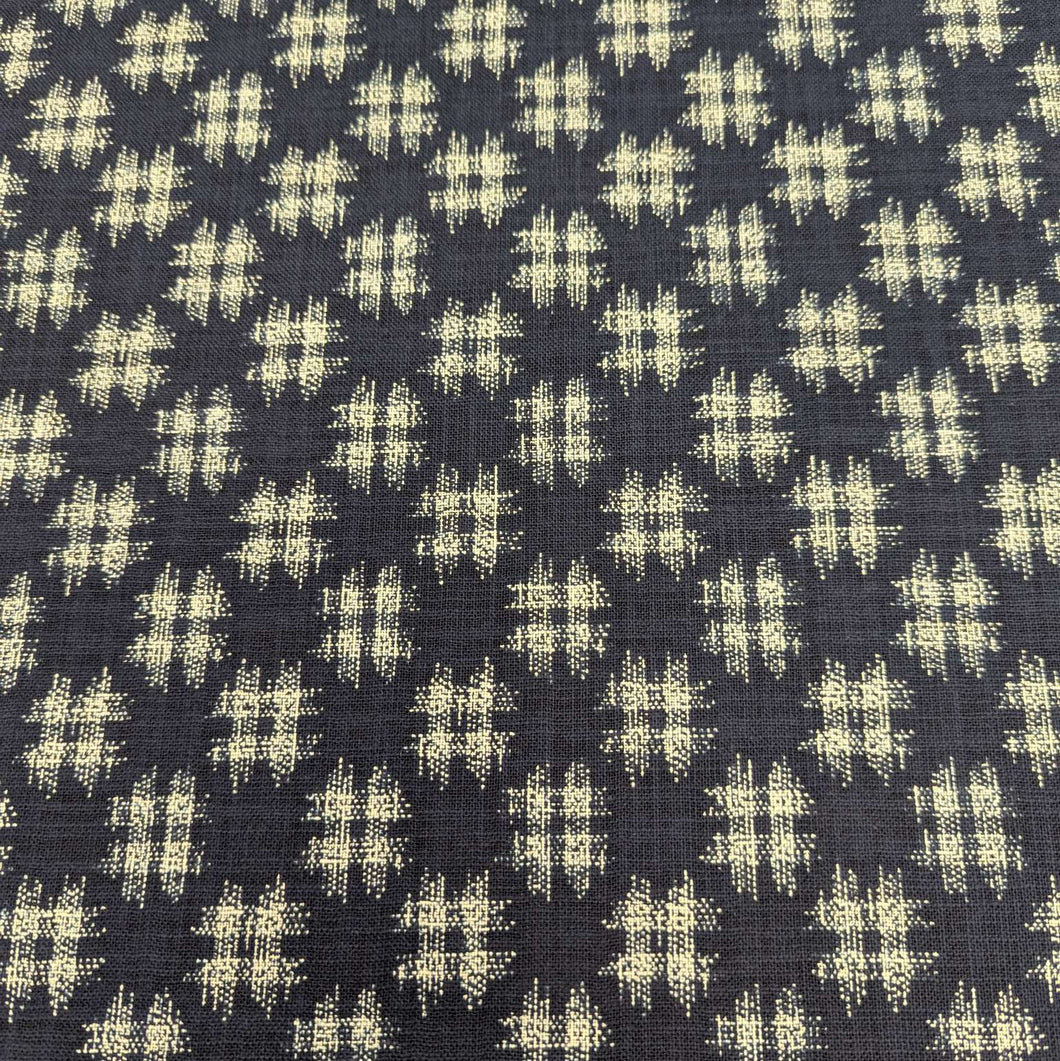 Japanese Indigo blue cotton fabric with a small natural crosshatch pattern for sale at Minerva's Bower