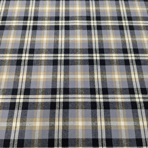 Irwin 100% brushed Cotton Plaid with a herringbone weave in Grey black and taupe, for sale at Minerva's Bower 