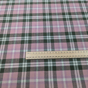 Irwin 100% Brushed Cotton Plaid in Pink and Olive, scale image, for sale at Minerva's Bower 