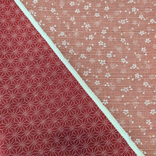 Load image into Gallery viewer, Flat lay of Japanese Double Sided Shantung, Kohana. Available at Minerva&#39;s Bower. Picture shows both sides of the reversible fabric