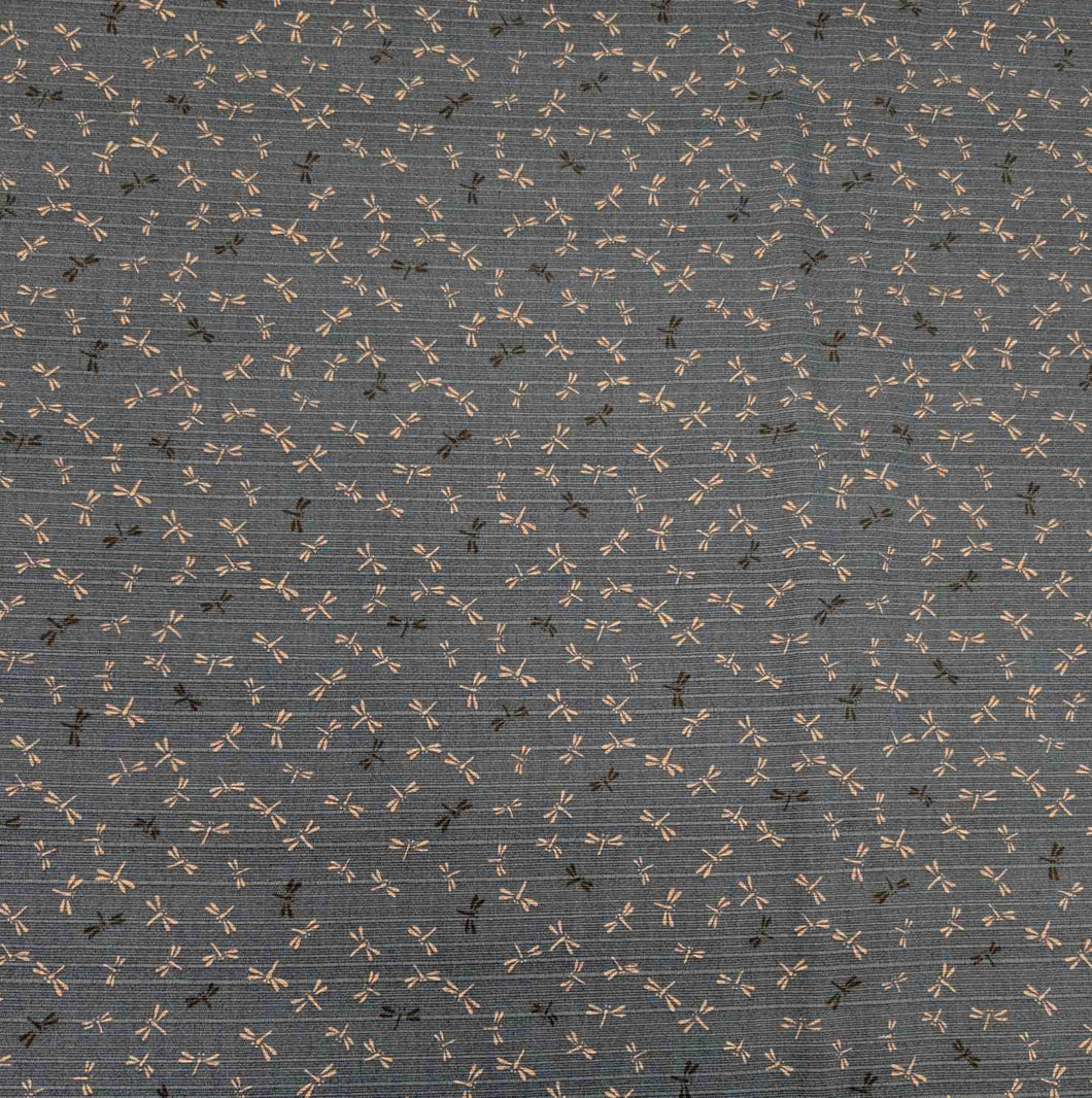 Flat lay of dragonfly print Japanese Double Sided Shantung, Tombo. Available at Minerva's Bower