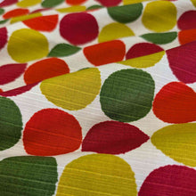 Load image into Gallery viewer, Flat lay of Japanese Shantung Cotton,  Maru Autumn colourway. Available at Minerva&#39;s Bower. Fabric draped to show how it handles