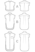 Load image into Gallery viewer, Closet Core Patterns Kalle Shirt Dress line drawings - for sale at Minerva's Bower 
