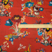 Load image into Gallery viewer, Flat lay of Liberty 100% cotton Tana Lawn, Autumnal Arboretum A, ruler included for scale - for sale at Minerva's Bower