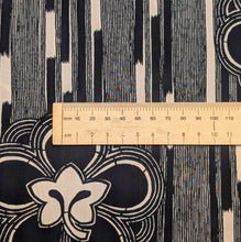 Load image into Gallery viewer, Close up flat lay of Liberty Tana Lawn, Katagami C Black, ruler included for scale- for sale at Minerva's Bower