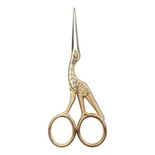 Load image into Gallery viewer, Klasse Embroidery Stork Scissors - 4.5" with ornate handles, for sale at Minerva's Bower