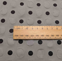 Load image into Gallery viewer, Close up flat lay of Kokka 100% Cotton Lawn Salt Shrink Spot, Grey, ruler included for scale, for sale at Minerva's Bower