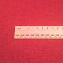 Load image into Gallery viewer, Close up flat lay of 100% heavyweight linen in Red for sale at Minerva&#39;s Bower, ruler included for scale