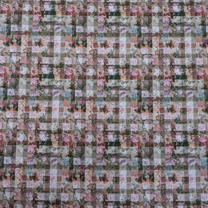 Checkered pattern with floral design in a mosaic style. Liberty of London fabric. Available at Minerva's Bower