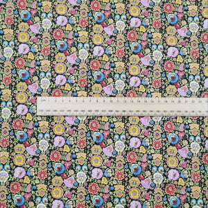 Liberty Cotton Tana Lawn, Begonia A flat lay image, for sale at Minerva's Bower. Part of 150 Anniversary Collection. Ruler included for scale