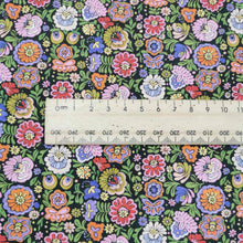 Load image into Gallery viewer, Liberty Cotton Tana Lawn, Begonia C flat lay, for sale at Minerva&#39;s Bower. Part of 150th Anniversary Collection. Ruler included for scale