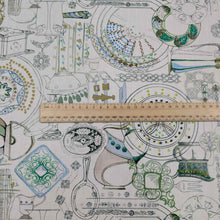 Load image into Gallery viewer, Decorative Liberty patterned fabric with a ruler for scale on a white background. Available at Minerva&#39;s Bower