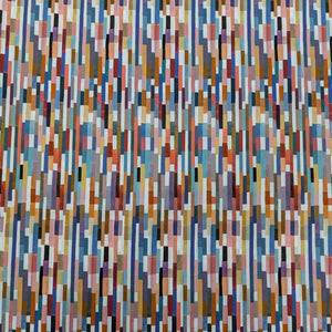Multicolored vertical stripe pattern. Liberty of London fabric, available at Minerva's Bower