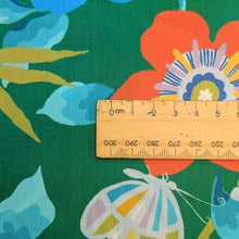 Load image into Gallery viewer, Close up flat lay of Liberty Cotton Tana Lawn, Pavilion D, ruler included for scale, for sale at Minerva's Bower