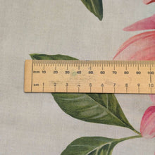 Load image into Gallery viewer, Close up flat lay of Liberty 100% cotton Tana Lawn, Marty A Pink, ruler included for scale - for sale at Minerva's Bower