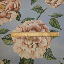 Load image into Gallery viewer, Flat lay of Liberty 100% cotton Tana Lawn, Marty B Blue, ruler included for scale - for sale at Minerva's Bower