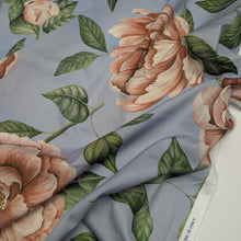 Load image into Gallery viewer, Flat drape of Liberty 100% cotton Tana Lawn, Marty B Blue, ruler included for scale - for sale at Minerva's Bower