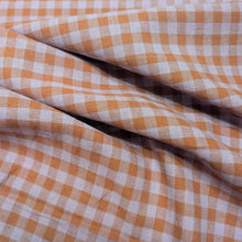 Load image into Gallery viewer, Flat drape of Lilac 60% cotton 40% linen Gingham - for sale at Minerva's Bower