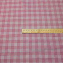Load image into Gallery viewer, Flat lay of 100% cotton Lily Pilly Gingham, ruler included for scale - for sale at MInerva's Bower