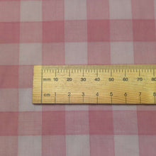 Load image into Gallery viewer, Close up flat lay of 100% cotton Lily Pilly Gingham, ruler included for scale - for sale at MInerva's Bower
