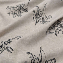 Load image into Gallery viewer, Flat drape of Embroidered 100% Linen, Lily of the Valley - for sale at Minerva's Bower