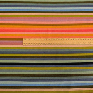 Flat lay of Art Gallery Linen Cotton, Linear Radiance, for sale at Minerva's Bower, ruler included for scale