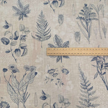 Load image into Gallery viewer, Flat Lay of 100% Linen, Botanica , ruler included for scale - for sale at Minerva's Bower