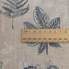 Load image into Gallery viewer, Close up Flat Lay of 100% Linen, Botanica , ruler included for scale - for sale at Minerva's Bower