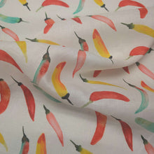 Load image into Gallery viewer, Flat drape of 100% Linen, Chillies - for sale at Minerva's Bower