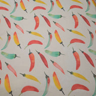 Flat lay of 100% Linen, Chillies - for sale at Minerva's Bower