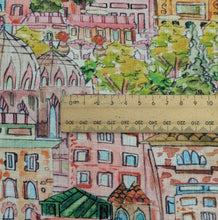 Load image into Gallery viewer, Close up Flat lay of 100% Linen, Firenze, for sale at MInerva's Bower, ruler included for scale