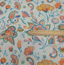 Load image into Gallery viewer, Flat lay of 100% Linen, Floral Paisley, for sale at MInerva's Bower, ruler included for scale