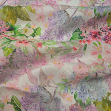 Load image into Gallery viewer, Flat drape of 100% Linen, Lilac_Blooms - for sale at Minerva's Bower
