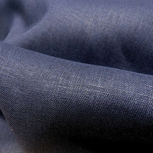 Load image into Gallery viewer, Close up of Pre shrunk 100% Linen, Navy - for sale at Minerva's Bower
