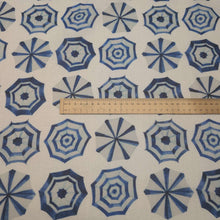 Load image into Gallery viewer, Flat lay of 100% Linen, Ombrelloni, ruler included for scale - for sale at Minerva's Bower