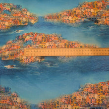 Load image into Gallery viewer, Flat lay of 100% Linen, Positano, ruler included for scale - for sale at Minerva's Bower