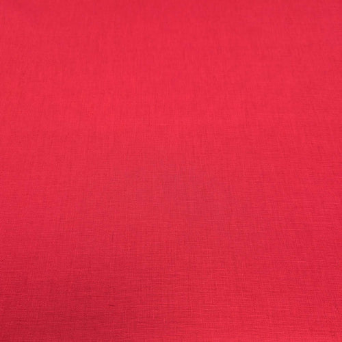 Flat lay of 100% heavyweight linen in Red for sale at Minerva's Bower, ruler included for scale