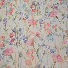Load image into Gallery viewer, Flat lay of 100% Linen,  Watercolour Floral - for sale at Minerva's Bower