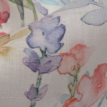 Load image into Gallery viewer, Close up of 100% Linen,  Watercolour Florals - for sale at Minerva's Bower