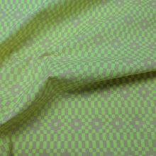 Load image into Gallery viewer, Flat drape of Ruby Star, Lofi Linen 85% cotton 15% linen Bitmapped Neon Yellow - for sale at Minerva's Bower