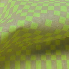 Load image into Gallery viewer, Close up of Ruby Star, Lofi Linen 85% cotton 15% linen Bitmapped Neon Yellow - for sale at Minerva's Bower