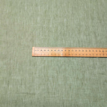Load image into Gallery viewer, Flat lay of 100% linen Lottie, Thyme , ruler included for scale - for sale at Minerva's Bower
