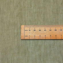 Load image into Gallery viewer, Close up flat lay of 100% linen Lottie, Thyme , ruler included for scale - for sale at Minerva's Bower